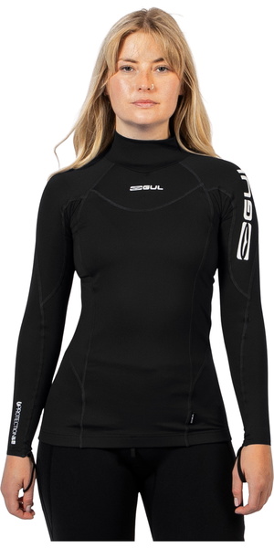 2026 Gul Womens UV Protection Long Sleeve Rash Vest RG0331-BKBK - Black